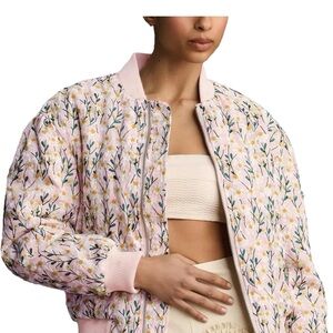 Elegant Floral Bomber Jacket in Pink